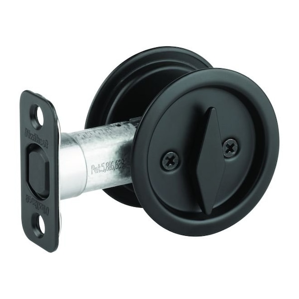 Round Privacy Pocket Door Lock Iron Black Finish